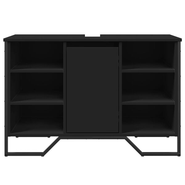 vidaXL Skrinka na um&yacute;vadlo čierna 91x35x60 cm kompozitn&eacute; drevo