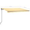 vidaXL Automatická markíza, LED a senzor vetra 4x3 m, žltá/biela