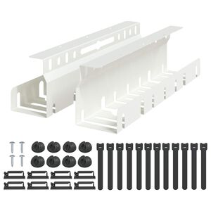 vidaXL &Uacute;ložn&yacute; box na k&aacute;ble pod st&ocirc;l 2 ks Biela 43 x 9 x 11 cm Oceľ
