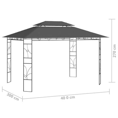 vidaXL Altánok 4x3x2,7 m antracitový 160 g/m²
