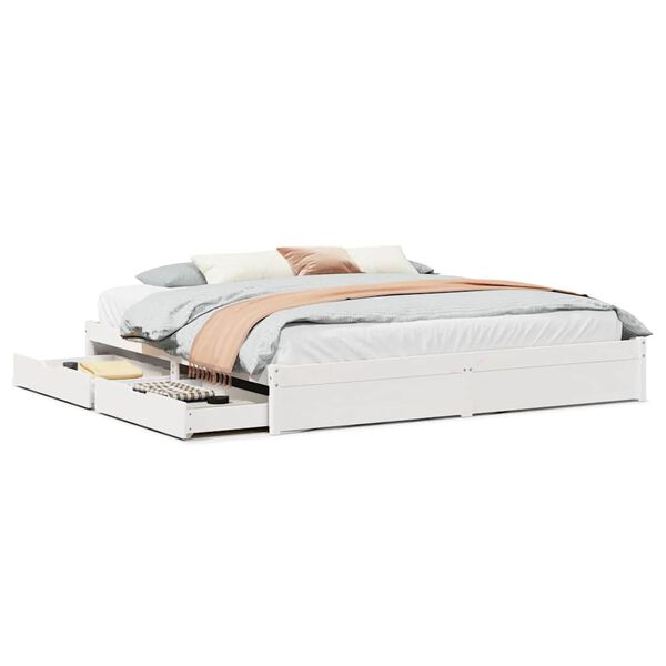 vidaXL Posteľ bez matraca biela 180x200 cm mas&iacute;vna borovica