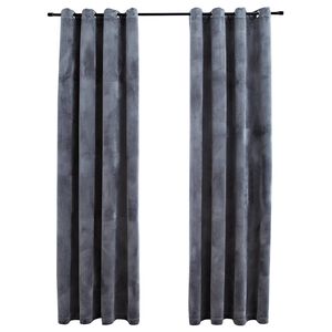 vidaXL Zatemňovacie z&aacute;vesy s očkami 2 ks, zamat, antracitov&eacute; 140x245cm