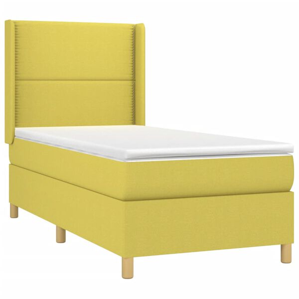 vidaXL Posteľ boxsping s matracom a LED zelen&aacute; 90x190 cm l&aacute;tka