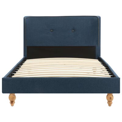 vidaXL Rám postele modrý látkový 90x200 cm