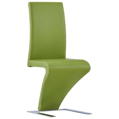 vidaXL Jedálenské stoličky, cikcakový tvar 2 ks, zelené, umelá koža
