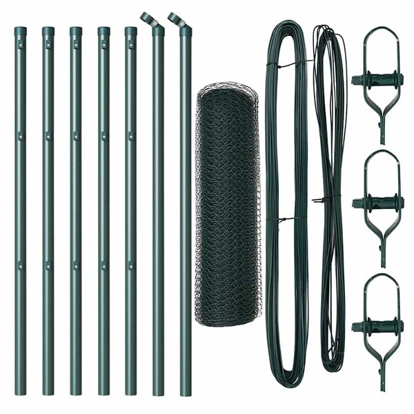 vidaXL Stĺp na plot. Zelen&aacute; 10 x 0,5 m (13 mm sieť) Ocel a PVC