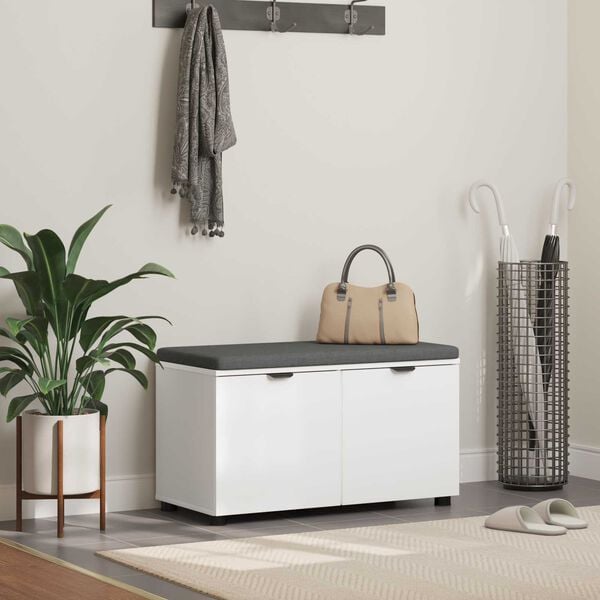 vidaXL Predsieňov&aacute; lavica s vank&uacute;&scaron;om s &uacute;ložiskom Biela 80 x 46 x 46 cm