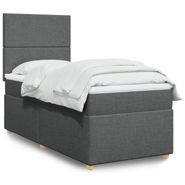 vidaXL Boxspring posteľ s matracom tmavosivá 90x190 cm látka