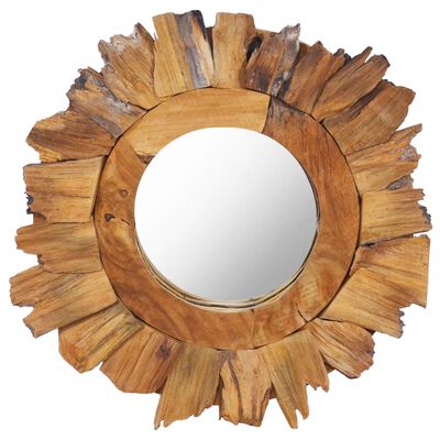 vidaXL Nástenné zrkadlo 40 cm okrúhle teakové drevo