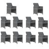 vidaXL 11-dielna záhradná jedálenská súprava s vankúšmi polyratan sivá
