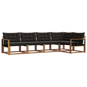 vidaXL Z&aacute;hradn&aacute; s&uacute;prava gaučov s vank&uacute;&scaron;om 5 pcs Pr&iacute;rodn&aacute; a čierna