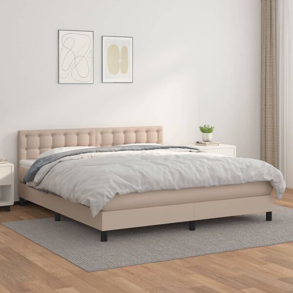 vidaXL Boxspring posteľ s matracom kapučínová 160x200 cm umelá koža