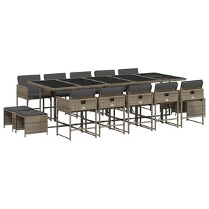 vidaXL 15-dielna z&aacute;hrad. jed&aacute;lensk&aacute; s&uacute;prava s vank&uacute;&scaron;mi siv&aacute; polyratan