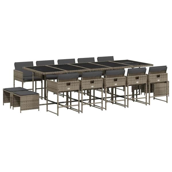 vidaXL 15-dielna z&aacute;hrad. jed&aacute;lensk&aacute; s&uacute;prava s vank&uacute;&scaron;mi siv&aacute; polyratan