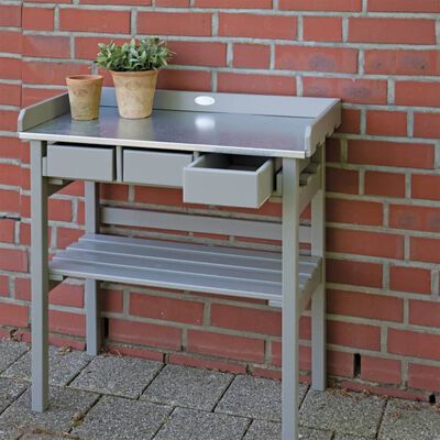 Esschert Design záhradný pracovný stôl sivý CF29G