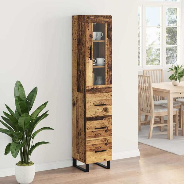 vidaXL Highboard Star&eacute; drevo 34,5 x 34 x 180 cm Kompozitn&eacute; drevo