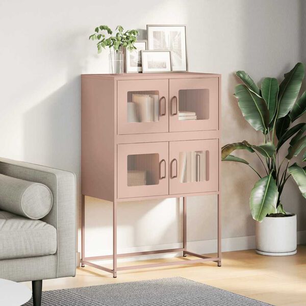 vidaXL Highboard Pink 68x39x107 cm Oceľ