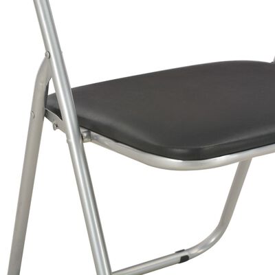 vidaXL Skladacie jedálenské stoličky 2 ks čierne umelá koža