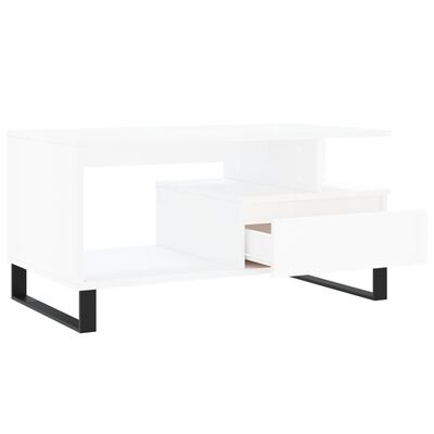 vidaXL Konferenčný stolík biely 90x49x45 cm spracované drevo