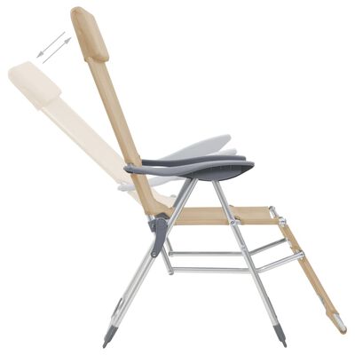vidaXL Skladacie kempingové stoličky s podnožkami 2ks krémové textilén