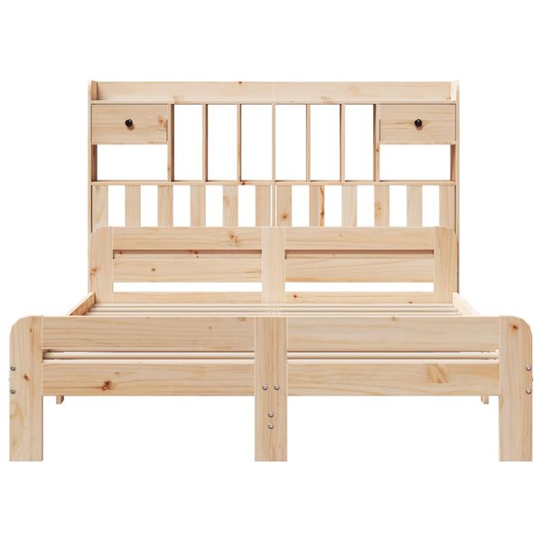 vidaXL Posteľ s knižnicou bez matraca 150x200 cm borovicový masív