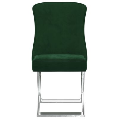 vidaXL Jedálenská stolička tmavozelená 53x52x98 cm zamat a nehrdzavejúca oceľ