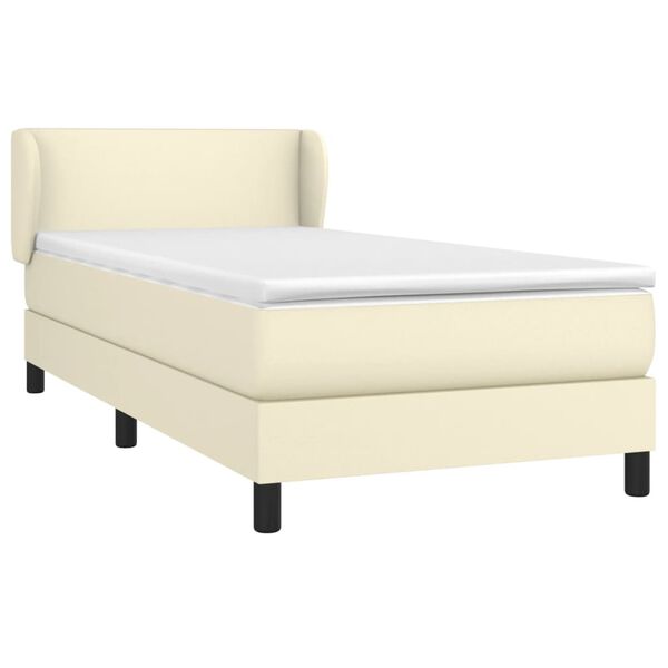 vidaXL Boxspring posteľ s matracom kr&eacute;mov&aacute; 80x200 cm umel&aacute; koža