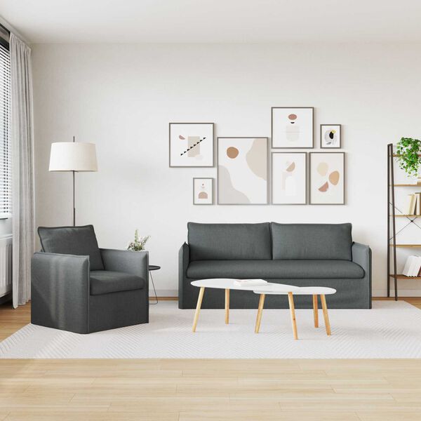 vidaXL Pohovka 2 pcs Tmavo &scaron;ed&aacute; 196 x 82 x 85 cm l&aacute;tka