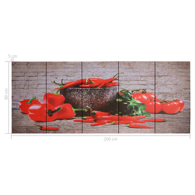 vidaXL Sada nástenných obrazov na plátne Paprika rôznofarebná 200x80 cm