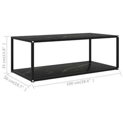 vidaXL Konferenčný stolík, čierny 100x50x35 cm, tvrdené sklo
