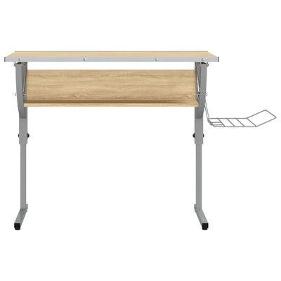 vidaX Písací stôl sonoma a sivý 110x53x(58-87)cm spracované drevo oceľ