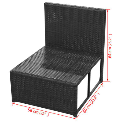 vidaXL 8-dielna záhradná sedacia súprava s vankúšmi polyratanová čierna