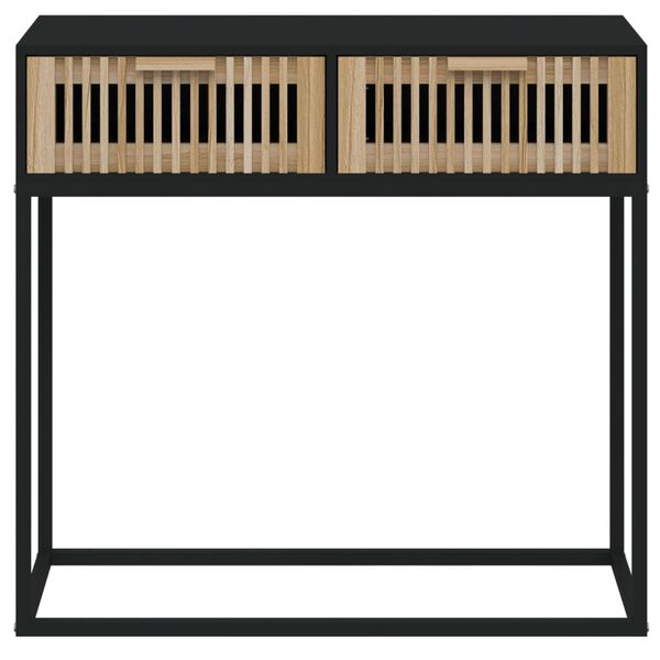 vidaXL Konzolový stolík čierny 80x30x75 cm kompozitné drevo a železo