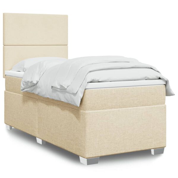 vidaXL Boxspring posteľ s matracom krémová 100x200 cm látka