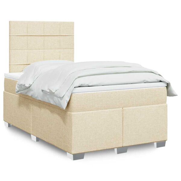 vidaXL Boxspring posteľ s matracom kr&eacute;mov&yacute; 120x200 cm l&aacute;tka