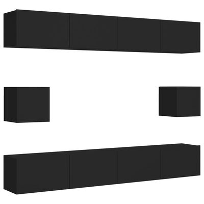 vidaXL 6-dielna súprava TV skriniek čierna drevotrieska