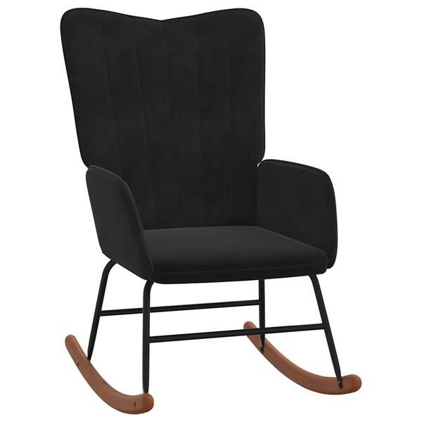 vidaXL Hojdacie kreslo s podnožkou, čierne, zamat