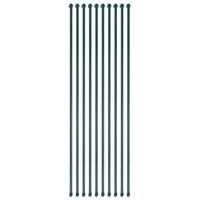 vidaXL Záhradné kovové stĺpiky, 10 ks, 1,5 m, zelené