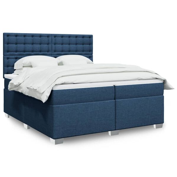 vidaXL Boxspring posteľ s matracom modr&aacute; 200x200 cm l&aacute;tka