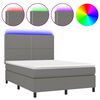 vidaXL Posteľ boxsping s matracom a LED tmavosiv&aacute; 140x190 cm l&aacute;tka