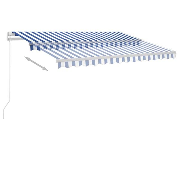 vidaXL Ručn&aacute; zaťahovacia mark&iacute;za s LED modro-biela 300x250 cm