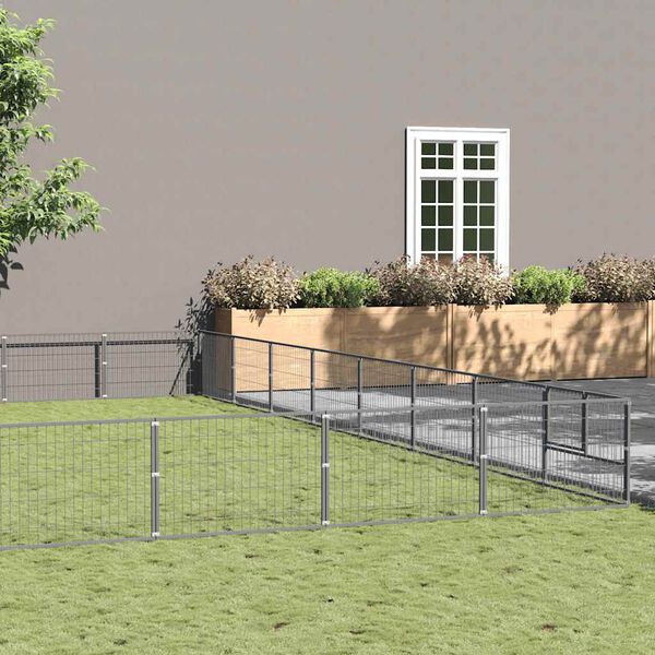 vidaXL Koterec pre psov strieborn&yacute; 72 m&sup2; oceľ