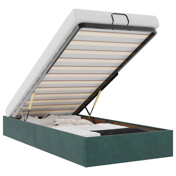 vidaXL Osmanský rám postele bez matraca tmavozelená 80x200 cm zamat