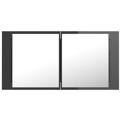 vidaXL LED kúpeľňová zrkadlová skrinka lesklá sivá 90x12x45 cm