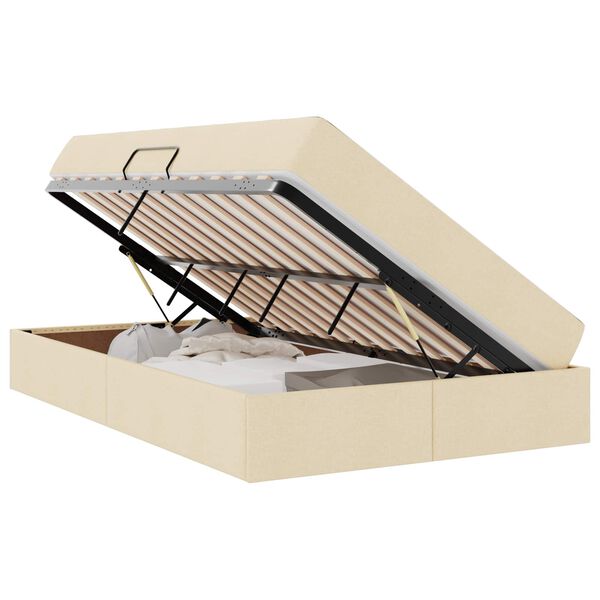 vidaXL Postel s úložným prostorem a matrací Krémová 120 x 200 cm