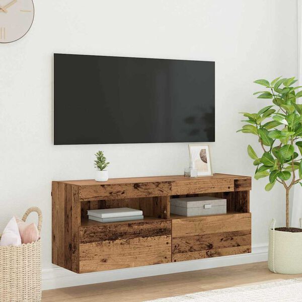 vidaXL TV n&aacute;stenn&aacute; skriňa N&aacute;stenn&yacute; Star&eacute; drevo 100 x 30 x 40 cm