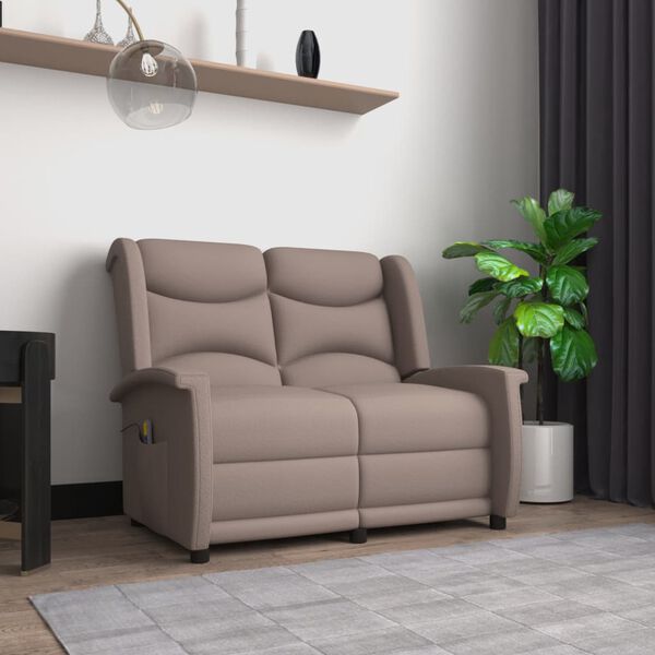 vidaXL 2-miestne sklápacie masážne kreslo, sivohnedé, mikrovlákno