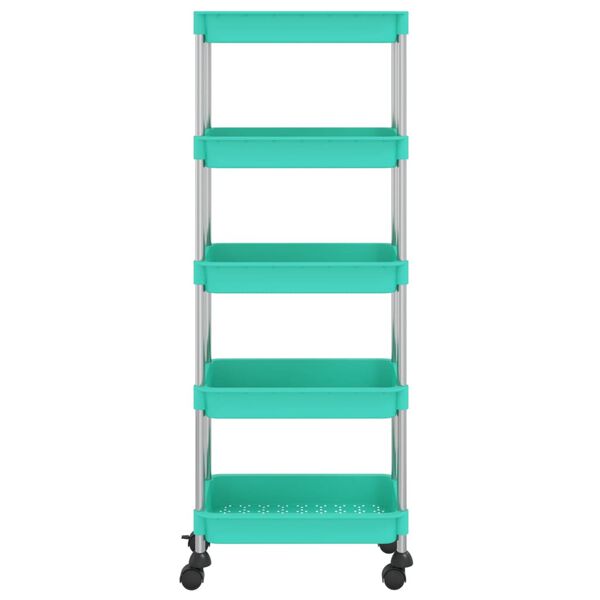 vidaXL 5-poschodov&yacute; kuchynsk&yacute; voz&iacute;k tyrkysov&yacute; 42x29x128cm železo a ABS