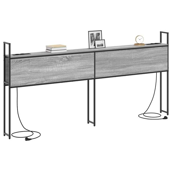 vidaXL &Uacute;ložn&aacute; čelľadka s nab&iacute;jacou stanicou s poličkou Siv&yacute; dub sonoma