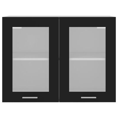 vidaXL Presklená závesná skrinka, čierna 80x31x60 cm, kompozitné drevo